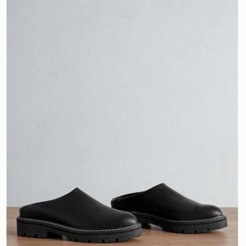 Jenni Kayne Leather Lug Mule in Black (38)